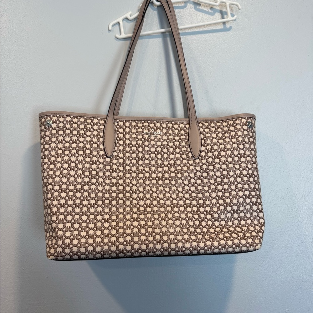 Kate Spade Elegant Gray and Cream Perforated Tote Bag